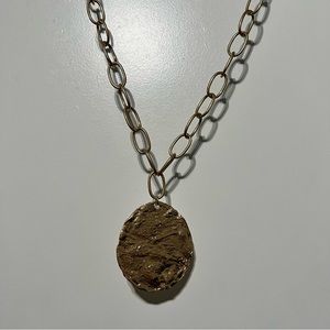 Gold Nugget Pendant Statement Chain Necklace